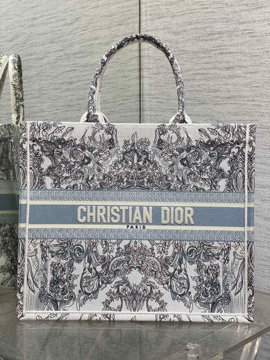Dior Blue Stella Baroque Embroidered Book Tote Bag image 1