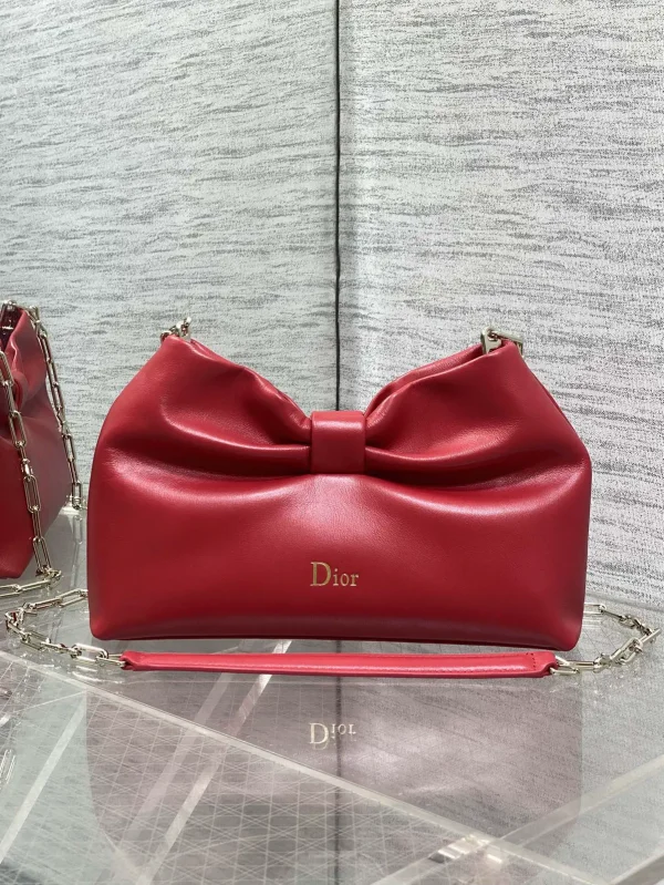 Dior Red Bow Detail Lambskin Crossbody Bag image 1