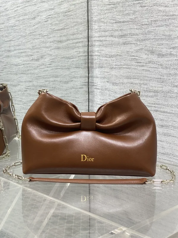 Dior Brown Lambskin Bow Chain Bag image 1