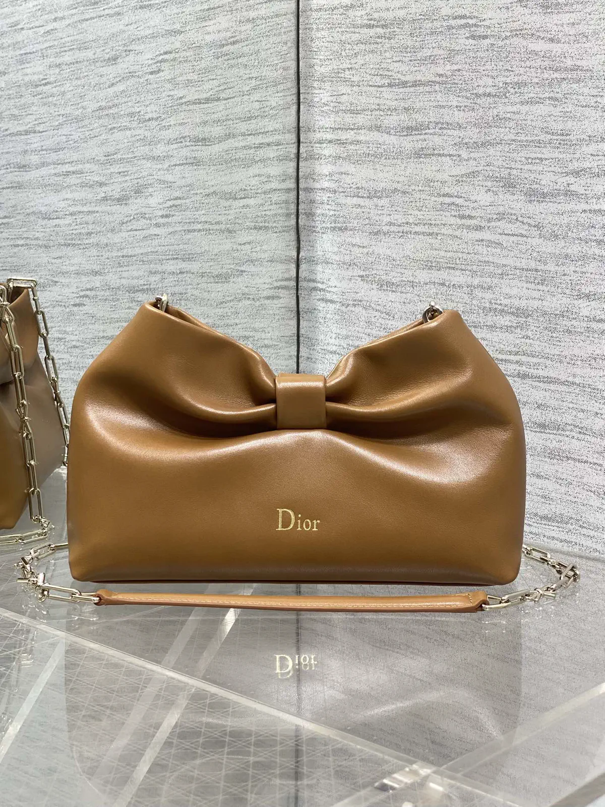 Dior Bow Detail Lambskin Chain Bag image 1