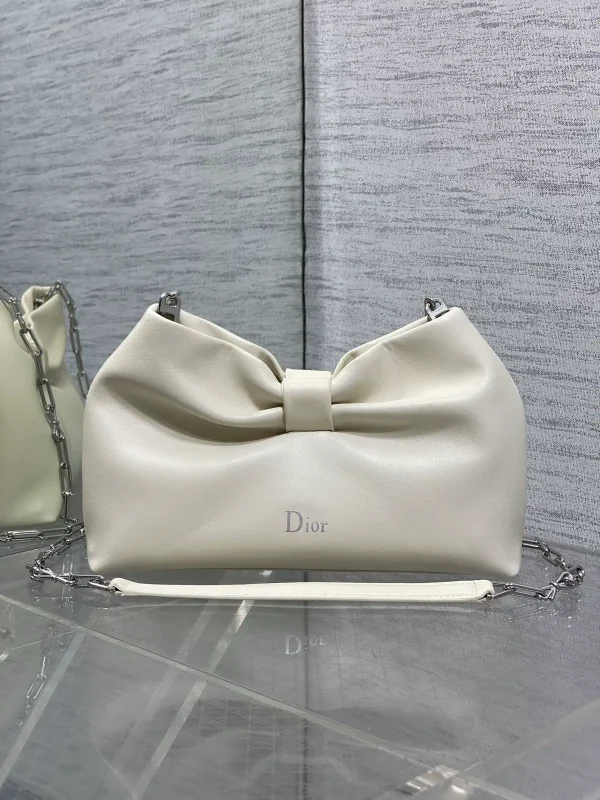 Dior White Bow Detail Lambskin Chain Bag image 1