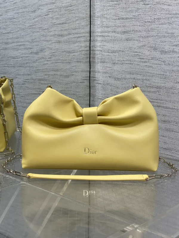 Dior Yellow Bow Detail Lambskin Chain Bag image 1