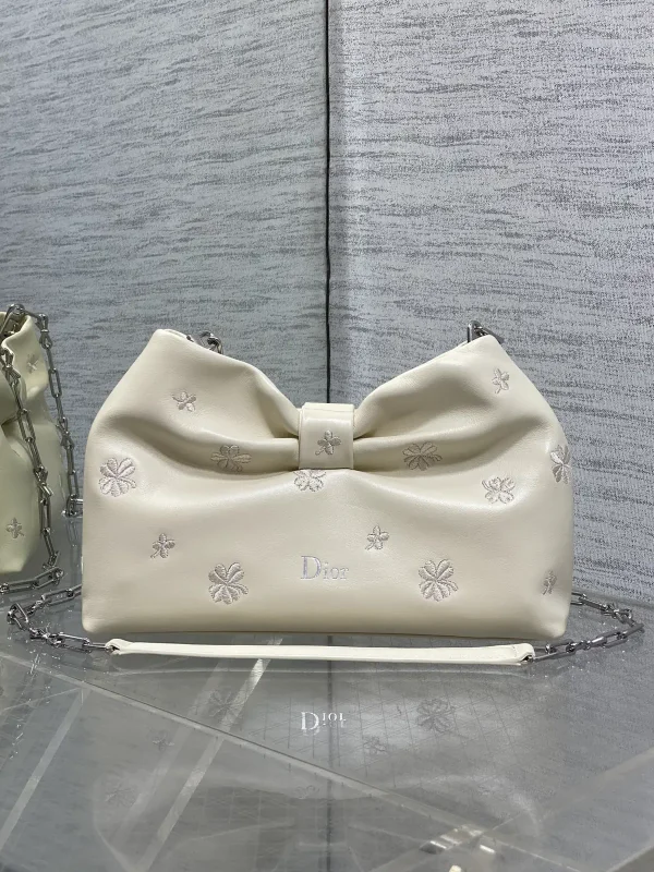 Dior Embroidered Flower Bow Chain Bag image 1