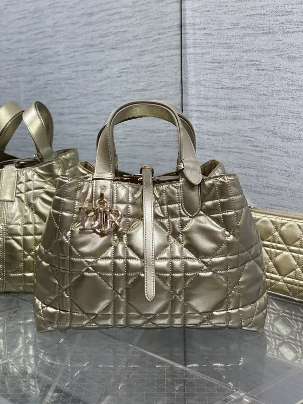 Dior Metallic Gold Quilted Top Handle Bag image 1