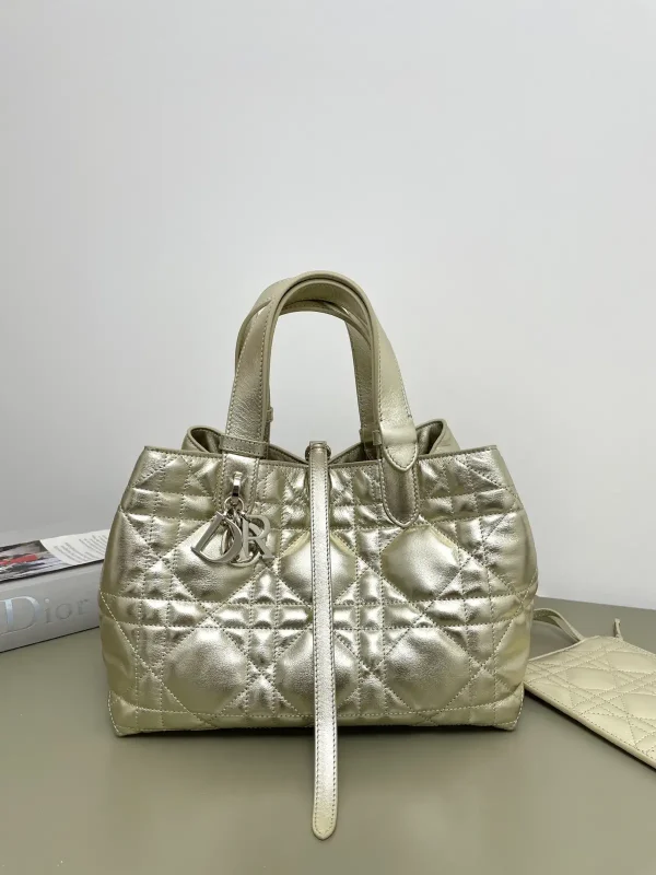 Dior Gold Quilted Top Handle Bag image 1