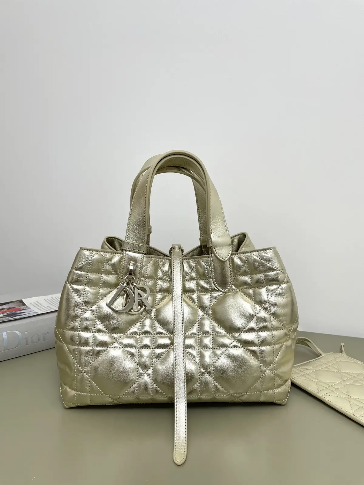Dior Gold Quilted Top Handle Bag image 1