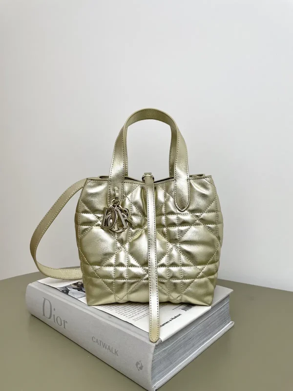 Dior Metallic Gold Quilted Top Handle Bag image 1