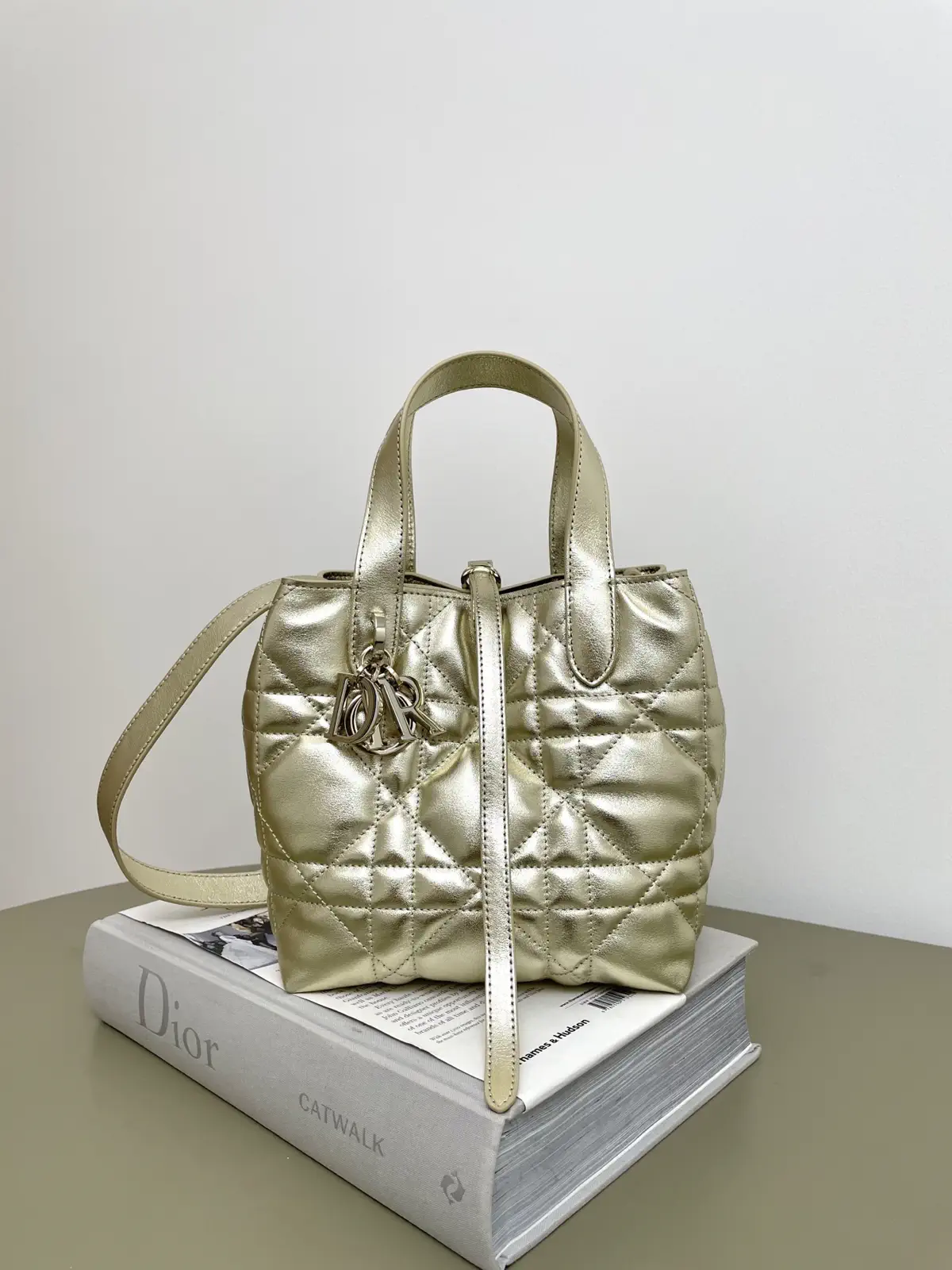 Dior Metallic Gold Quilted Top Handle Bag image 1