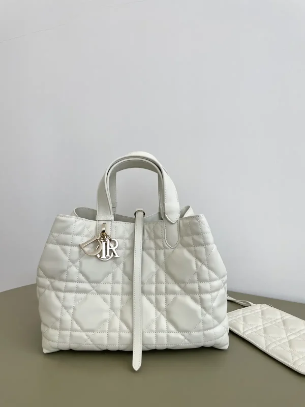 Dior White Quilted Top Handle Bag image 1