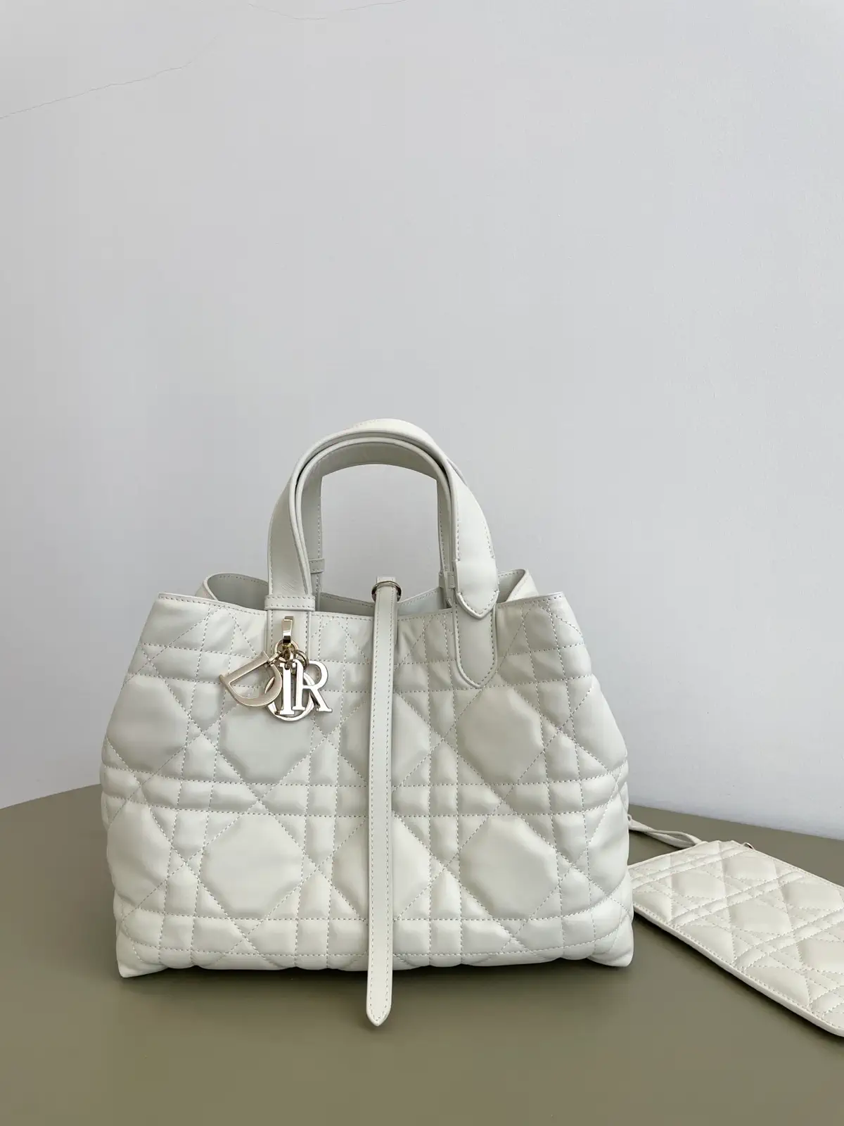 Dior White Quilted Top Handle Bag image 1