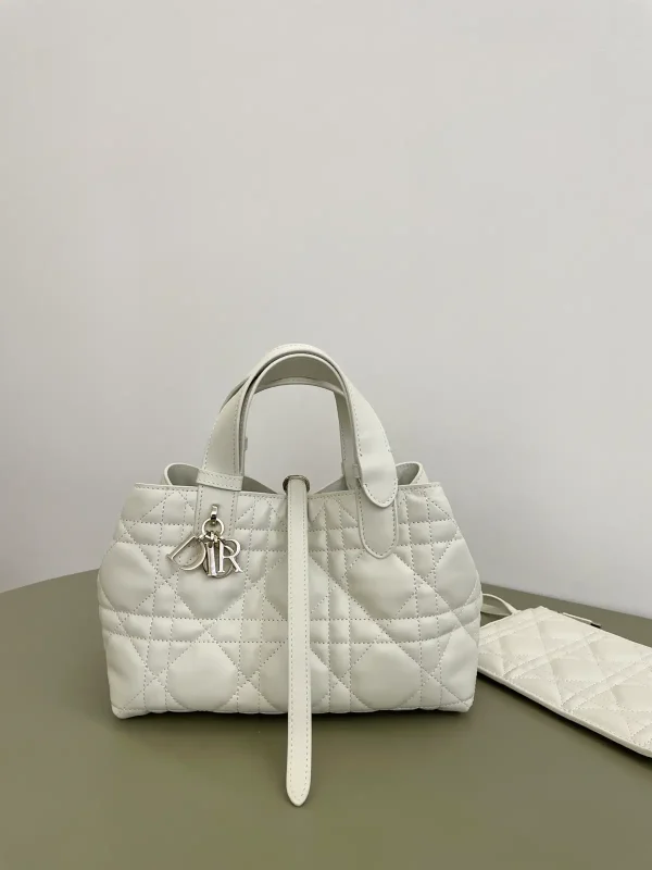 Dior White Quilted Top Handle Bag image 1