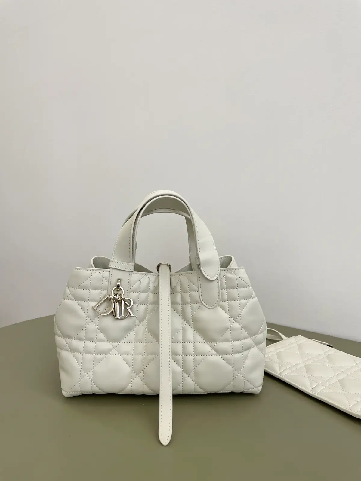 Dior White Quilted Top Handle Bag image 1
