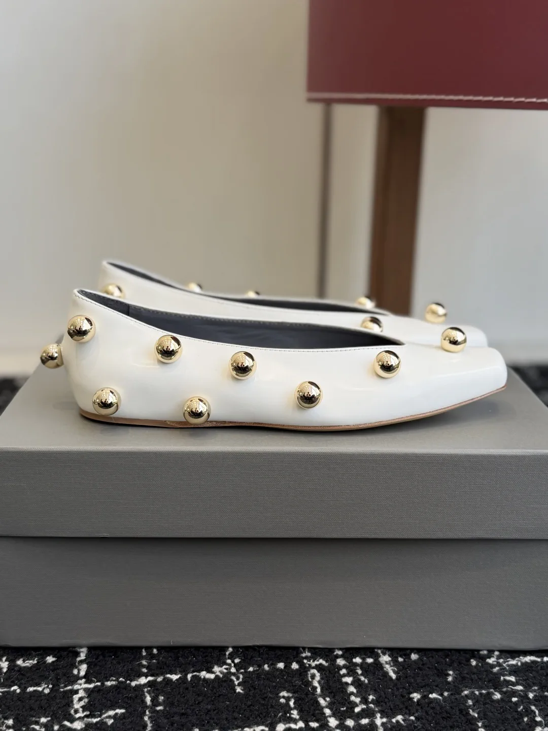 Balenciaga Studded Square Toe Ballet Flats image 1