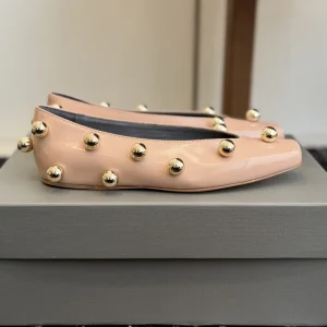 Studded Square Toe Patent Leather Ballet Flats image 1