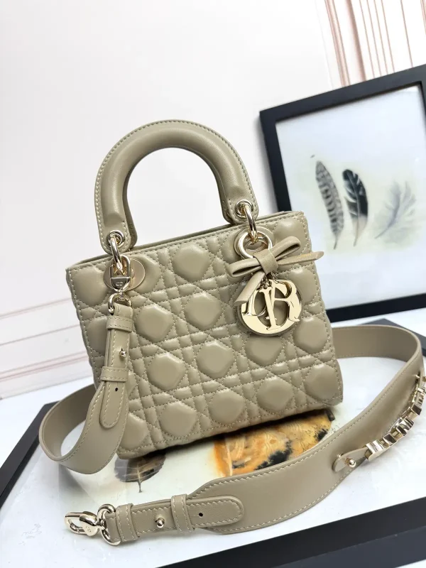 Dior Quilted Mini Top Handle Bag with Bow Charm image 1