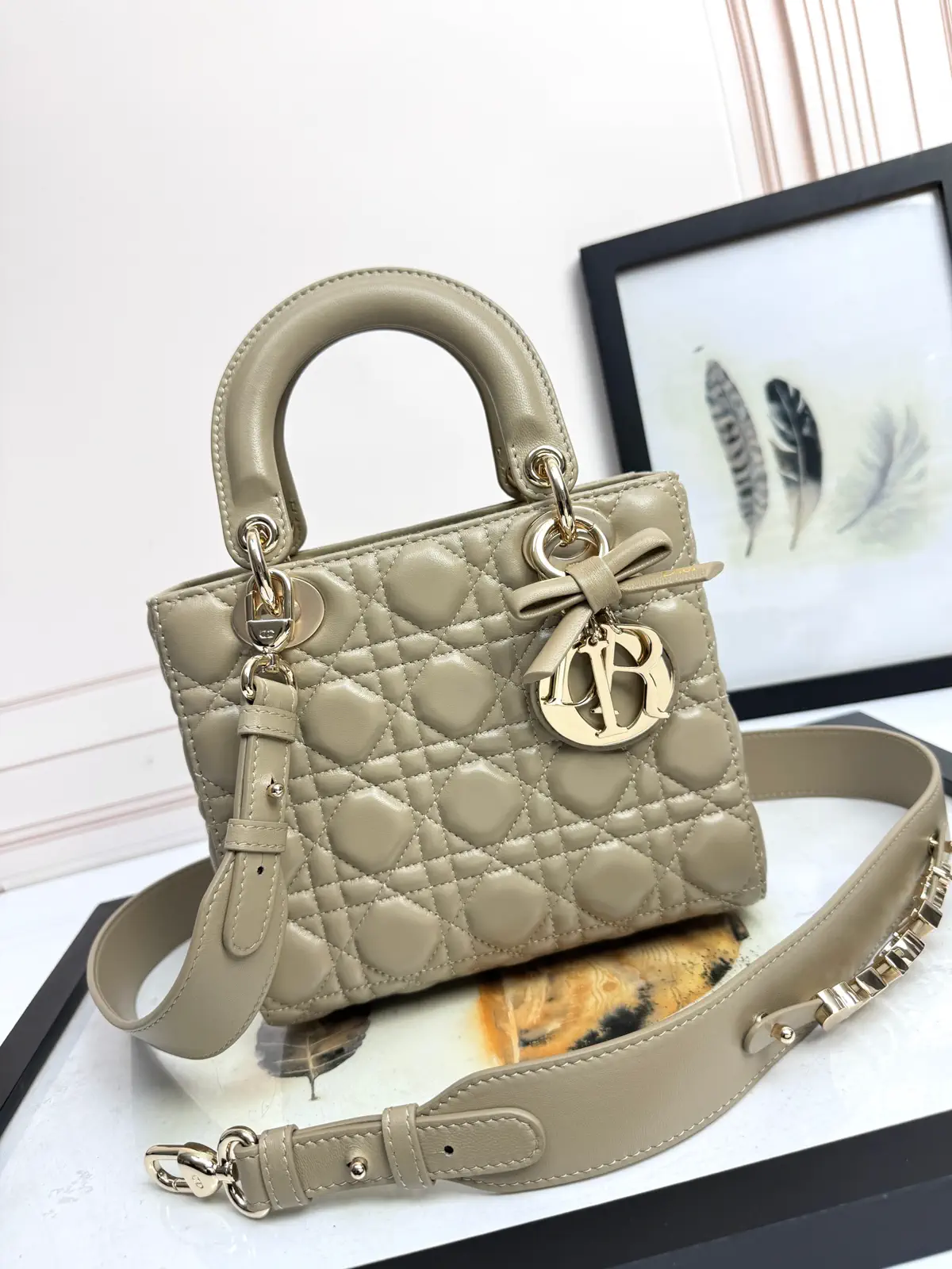 Dior Quilted Mini Top Handle Bag with Bow Charm image 1