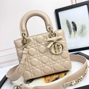 Dior Quilted Mini Top Handle Bag with Bow Charm image 1