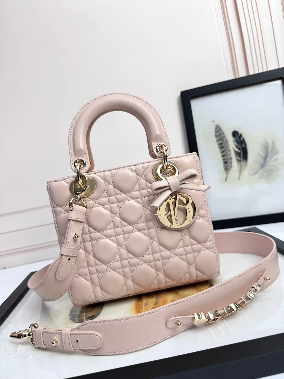 Dior Quilted Mini Top Handle Bag with Bow Charm image 1