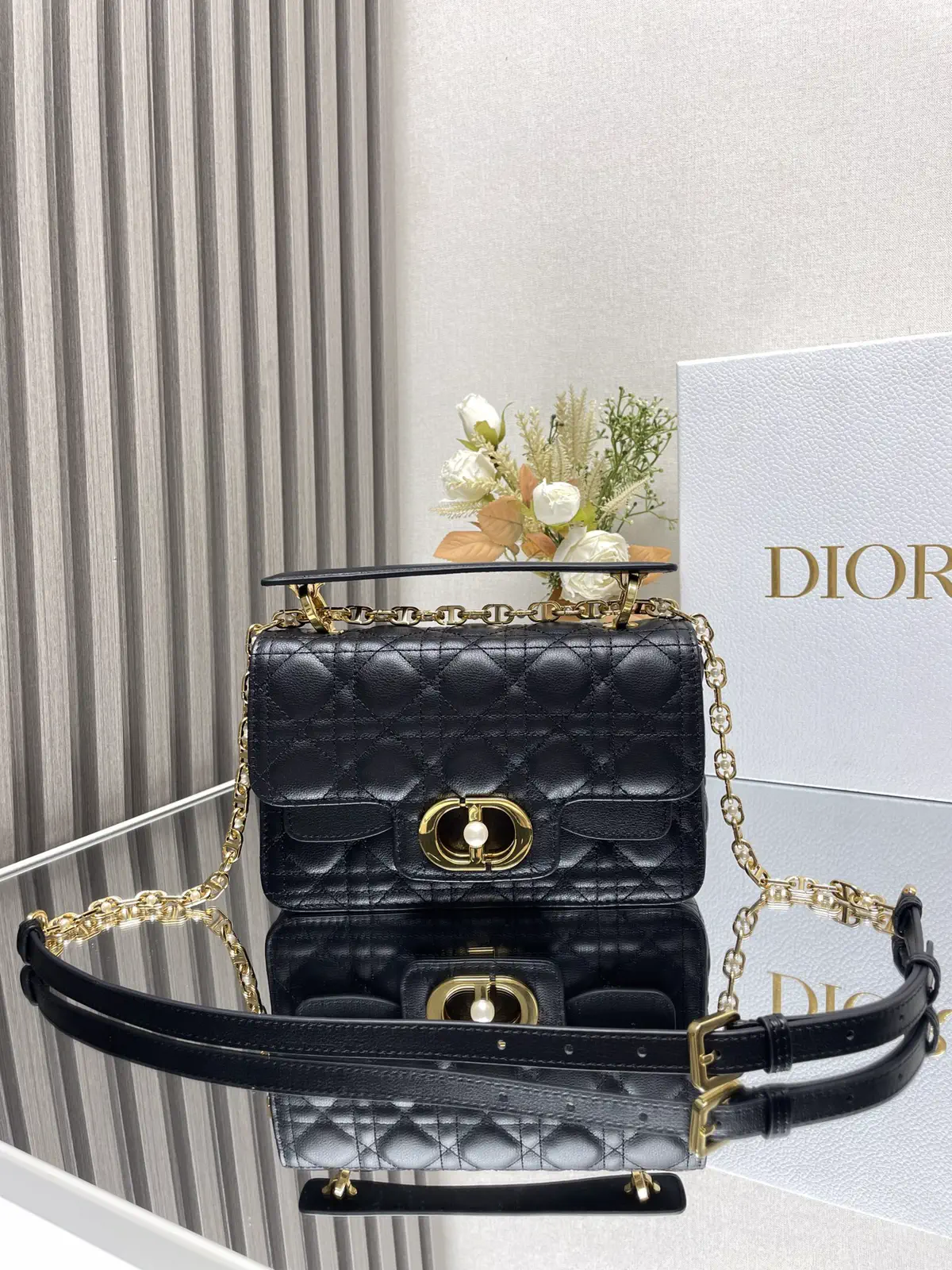 Dior Jolie Quilted Top Handle Bag with Pearl Accents image 1