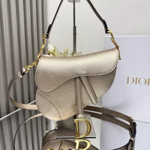 Dior Metallic Gold Saddle Bag image 1