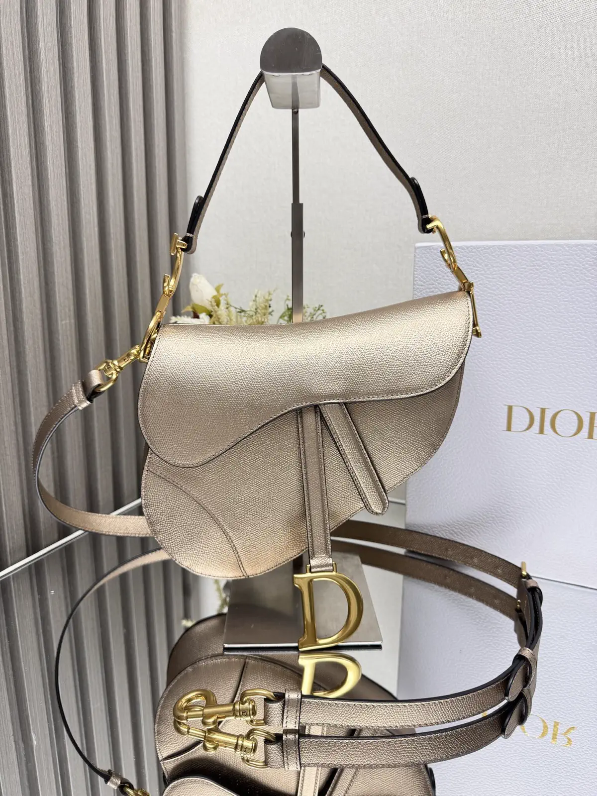 Dior Metallic Gold Saddle Bag image 1