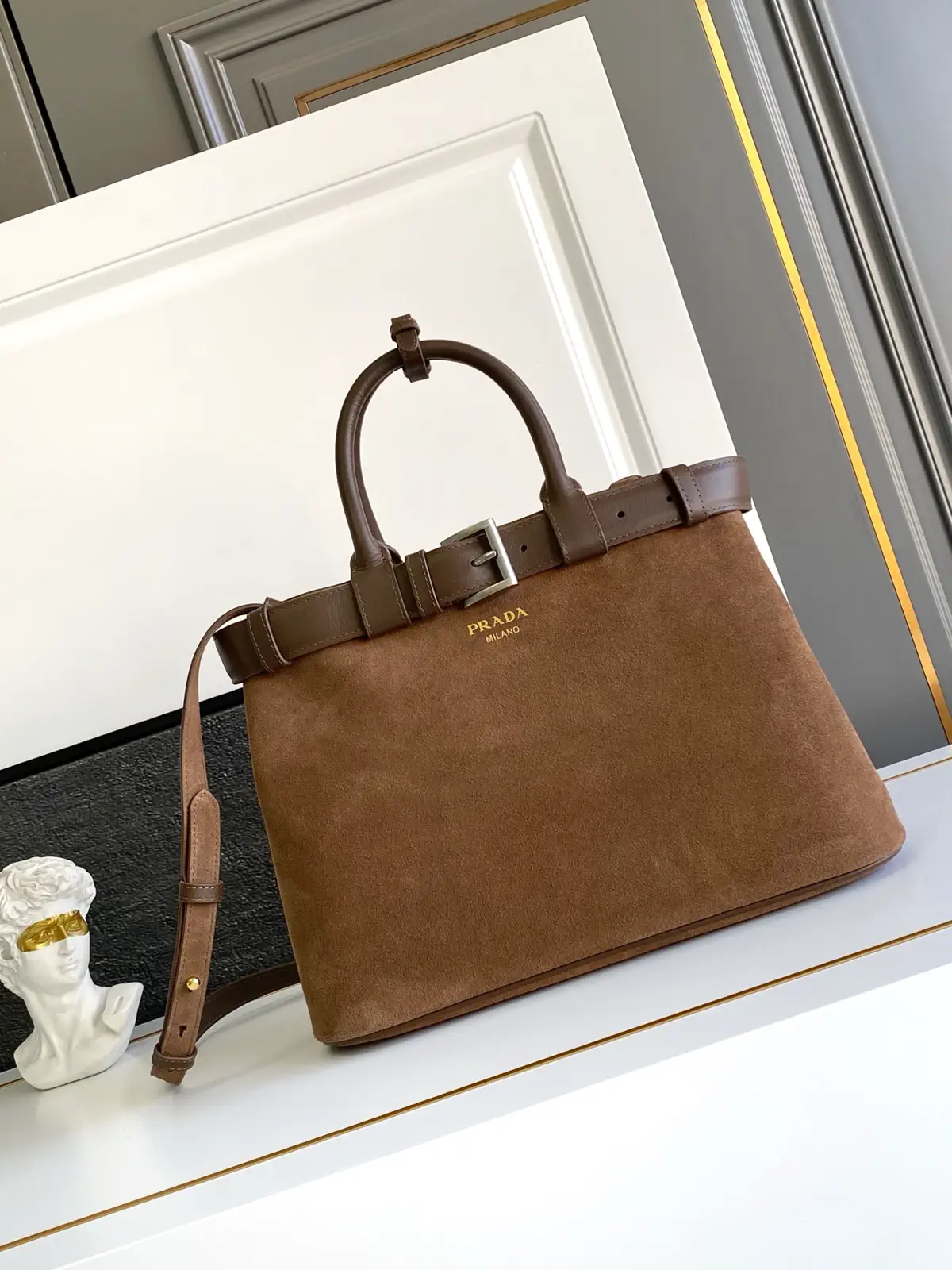 Prada Suede Top Handle Bag image 1