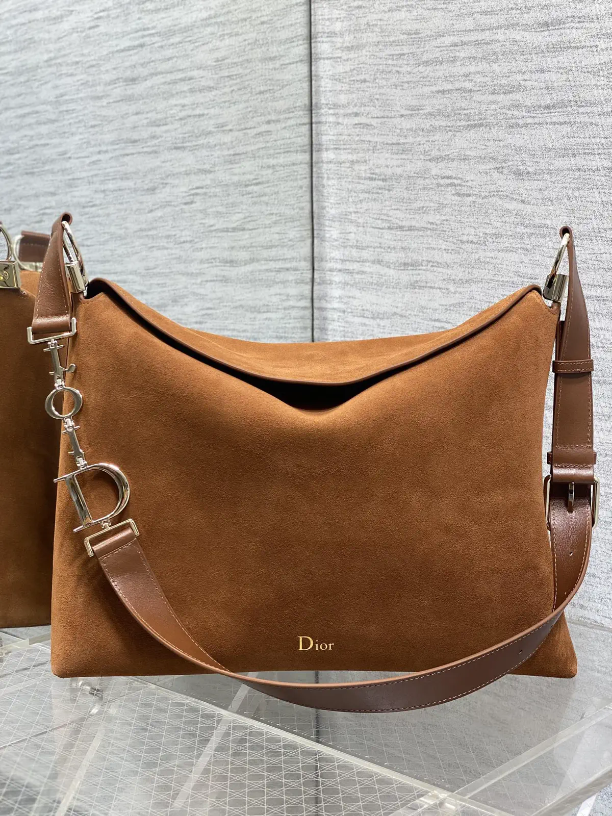 Dior Brown Suede Hobo Shoulder Bag image 1