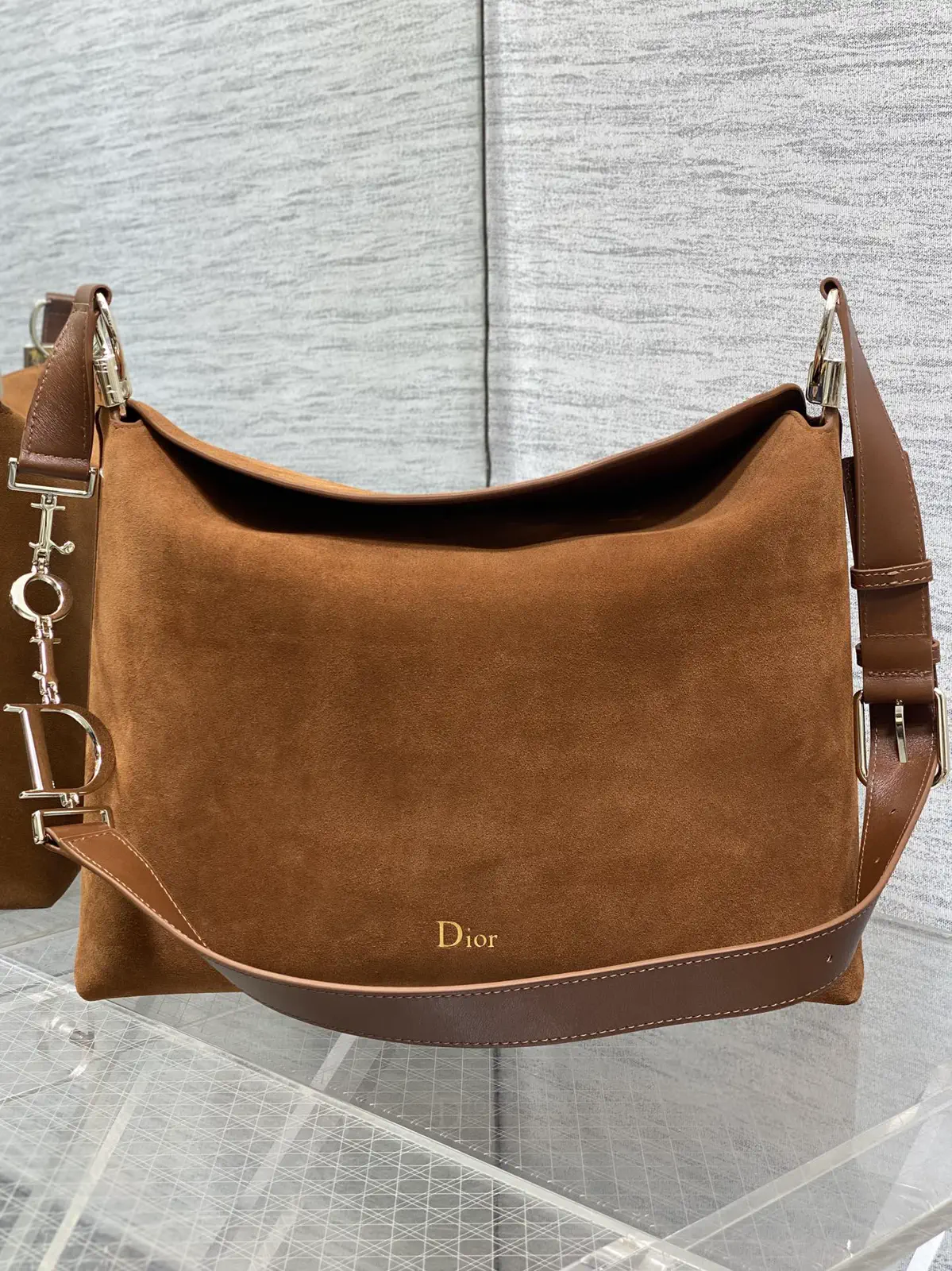 Dior Brown Suede Hobo Shoulder Bag image 1