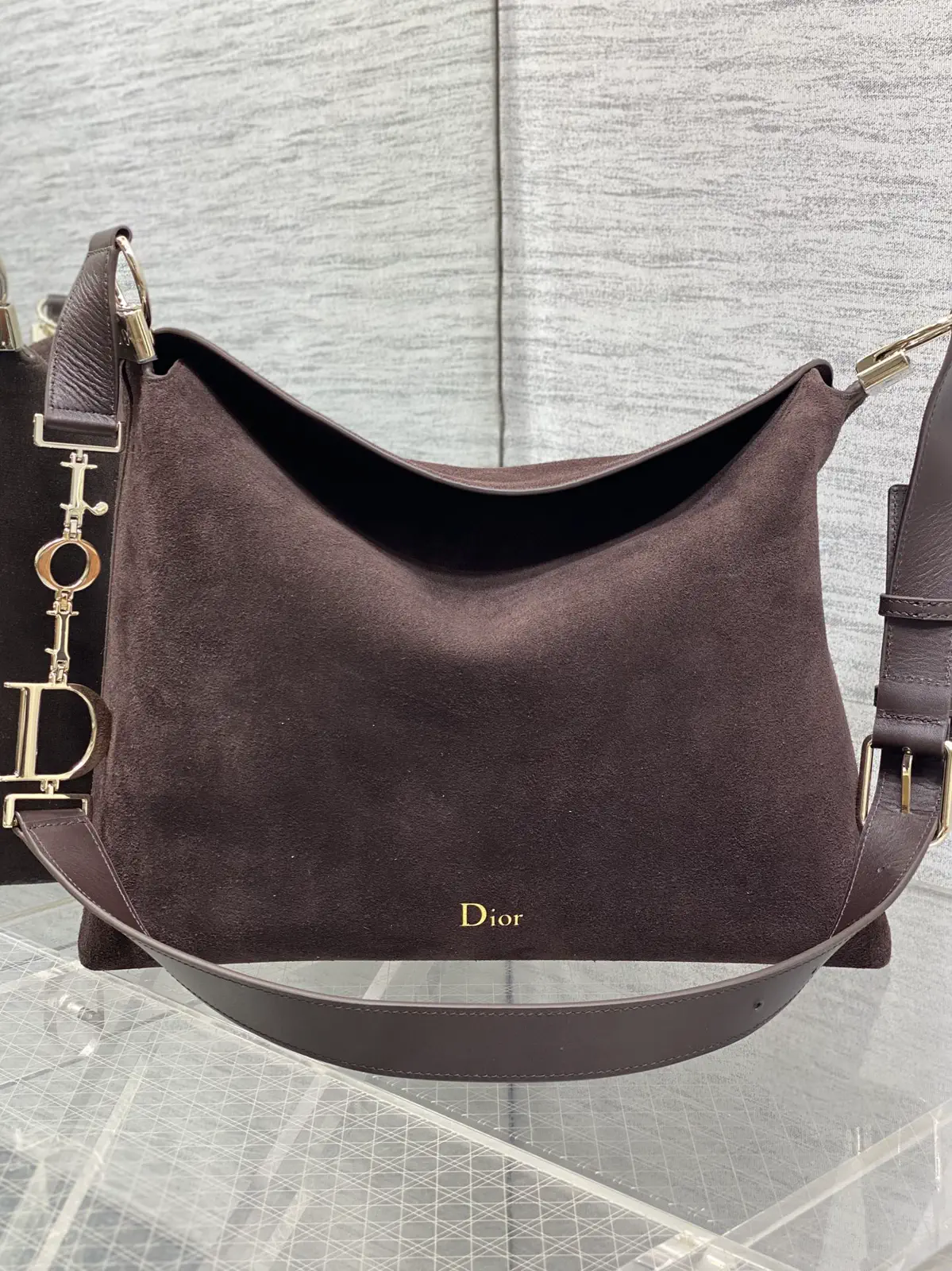 Dior Brown Suede Hobo Shoulder Bag image 1