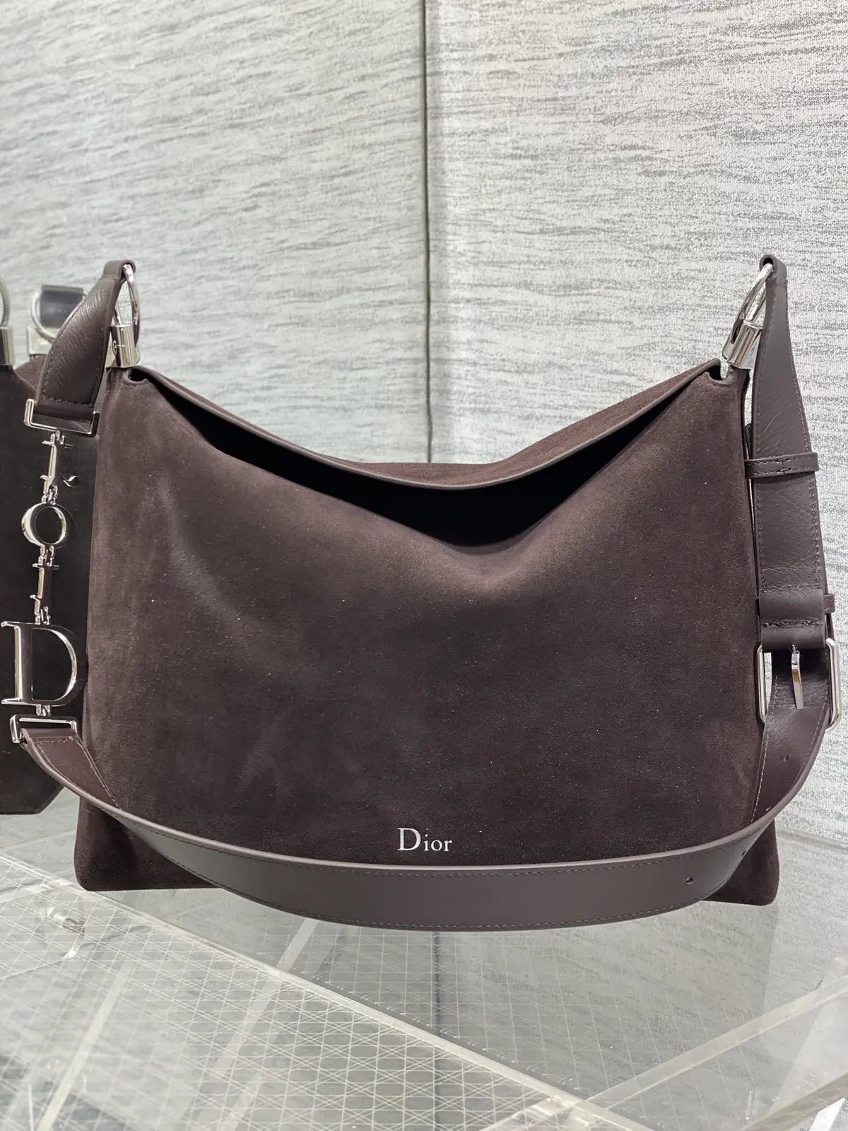 Dior Brown Suede Hobo Shoulder Bag image 1