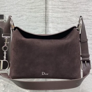 Dior Brown Suede Hobo Shoulder Bag image 1