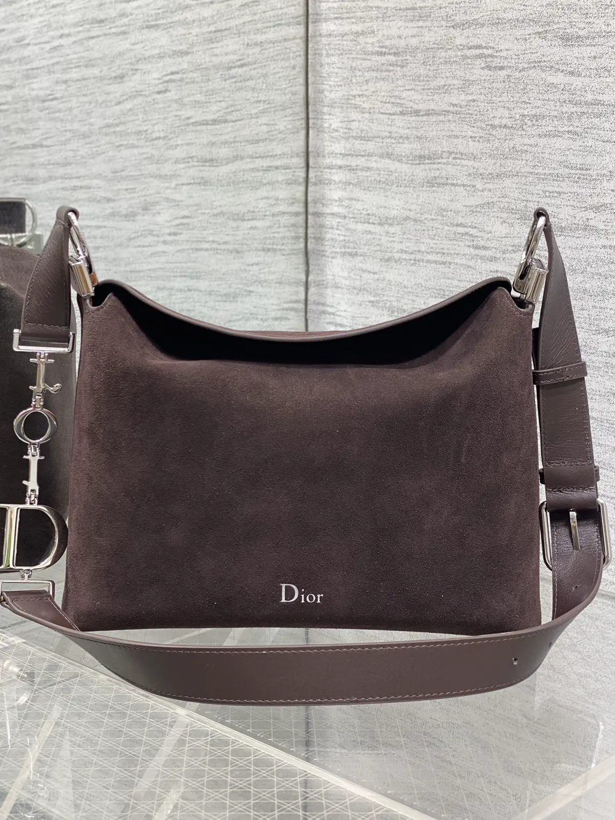Dior Brown Suede Hobo Shoulder Bag image 1