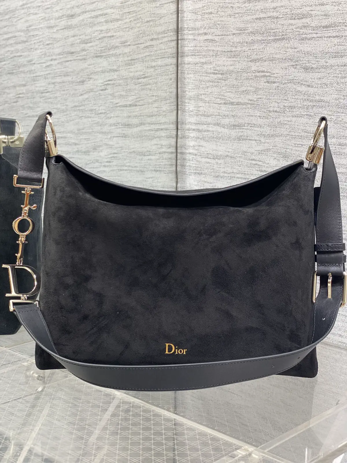 Dior Black Suede and Leather Hobo Shoulder Bag image 1