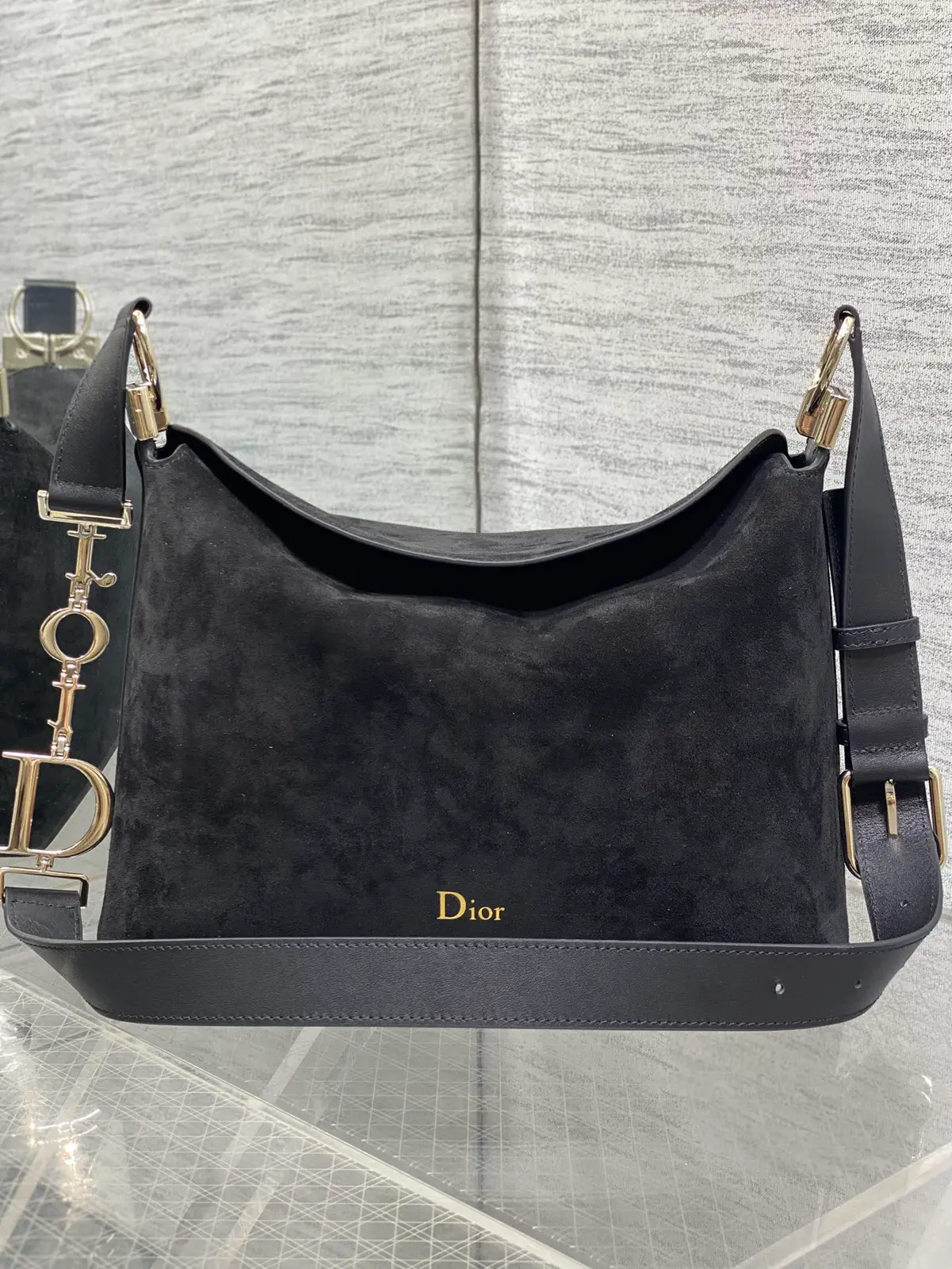 Dior Black Suede Hobo Shoulder Bag image 1
