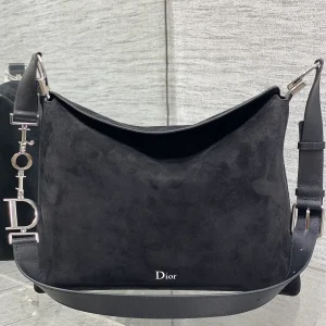 Dior Black Suede Leather Hobo Shoulder Bag image 1