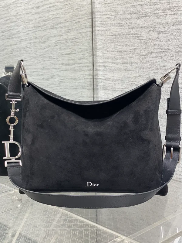 Dior Black Suede Leather Hobo Shoulder Bag image 1