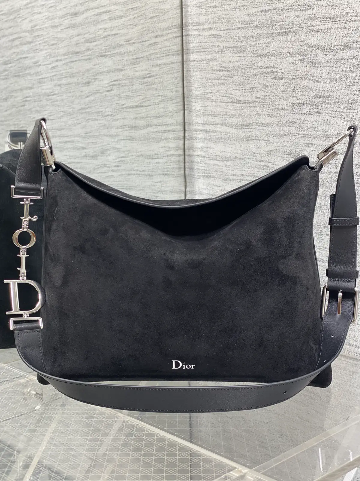 Dior Black Suede Leather Hobo Shoulder Bag image 1