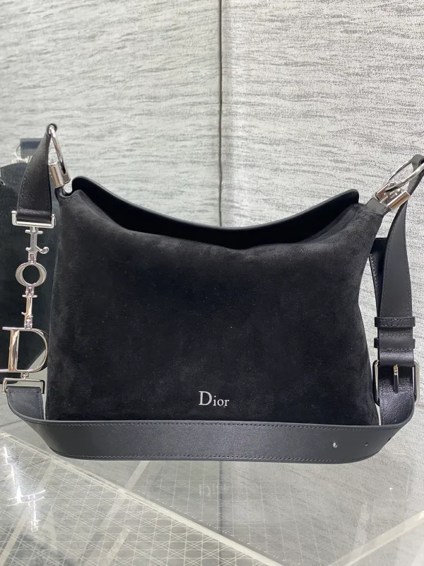 Dior Black Suede and Leather Hobo Shoulder Bag image 1