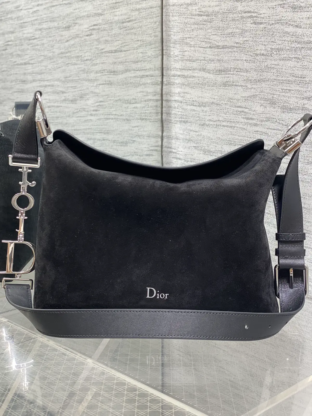 Dior Black Suede and Leather Hobo Shoulder Bag image 1