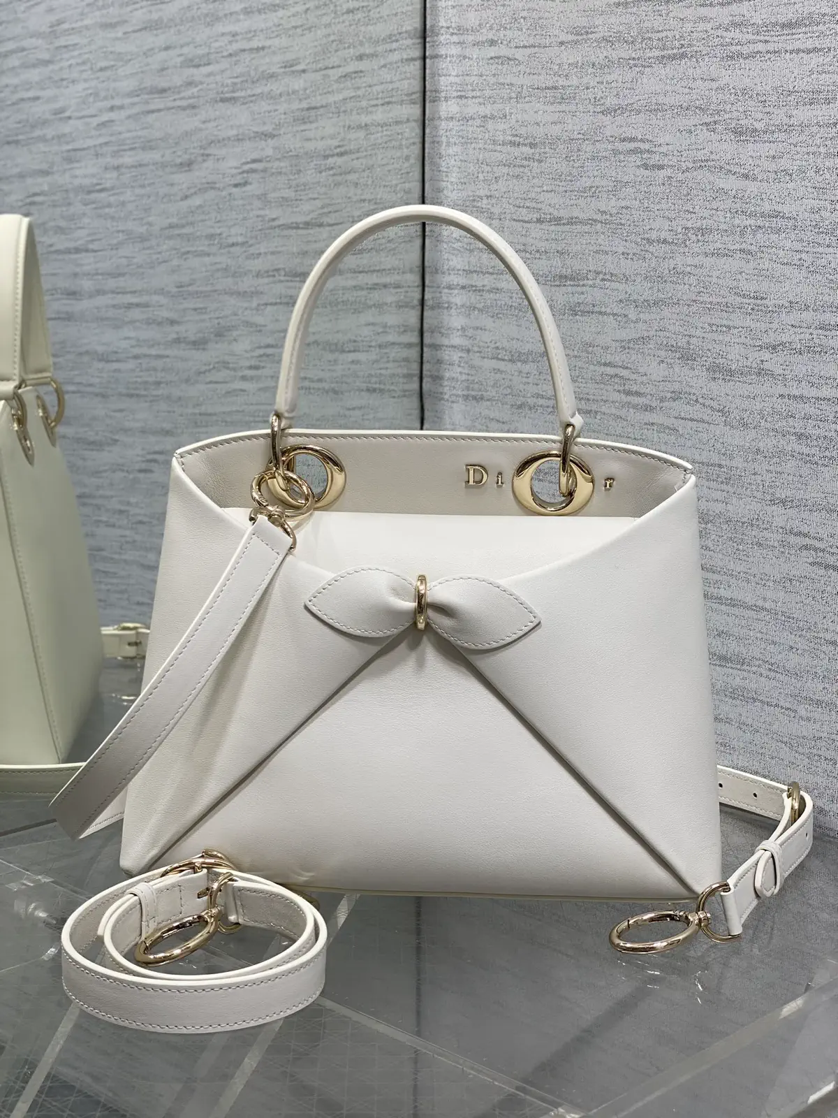 Dior White Bow Top Handle Bag image 1