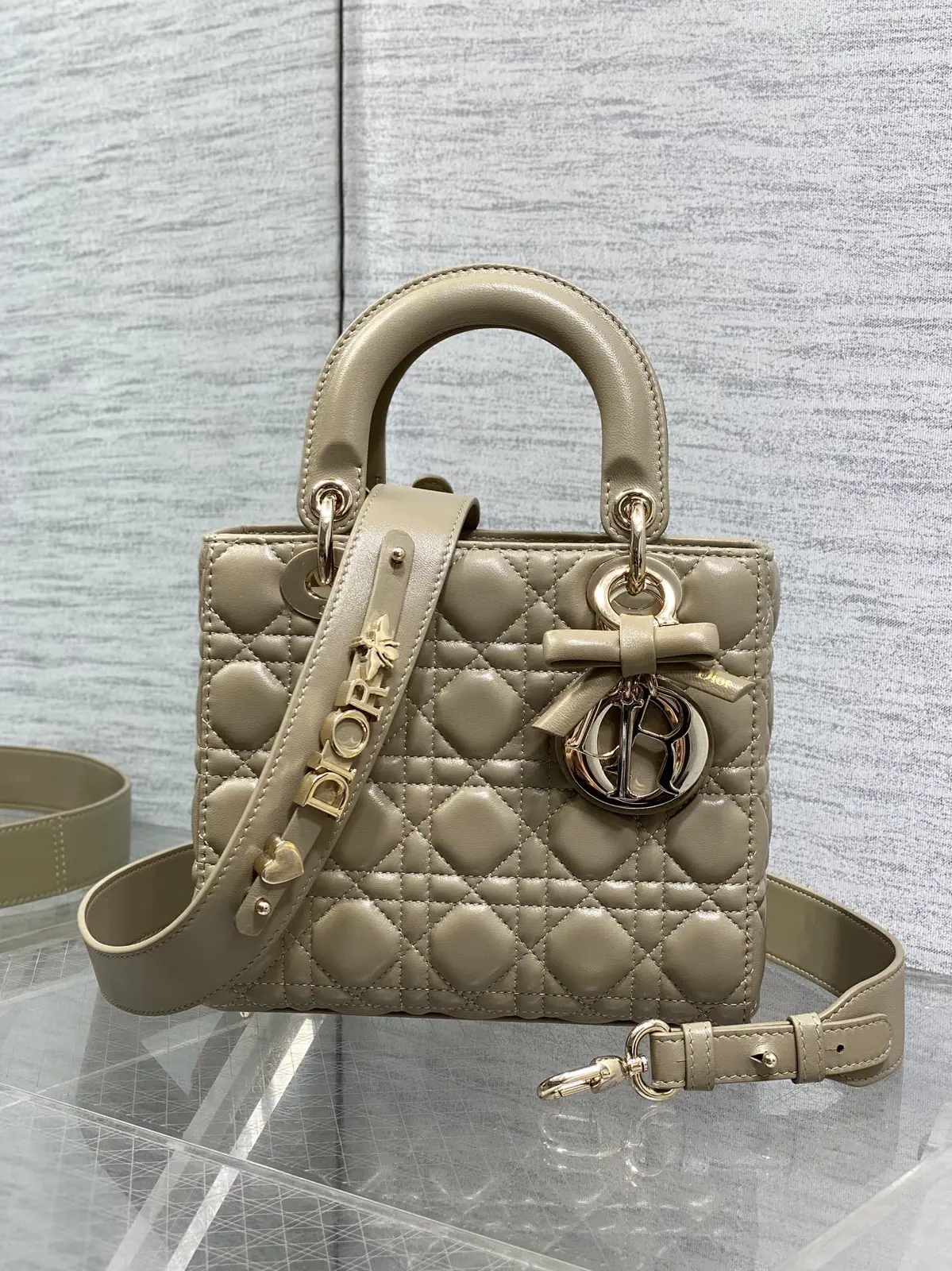 Dior Quilted Top Handle Bag with Bow Charm image 1