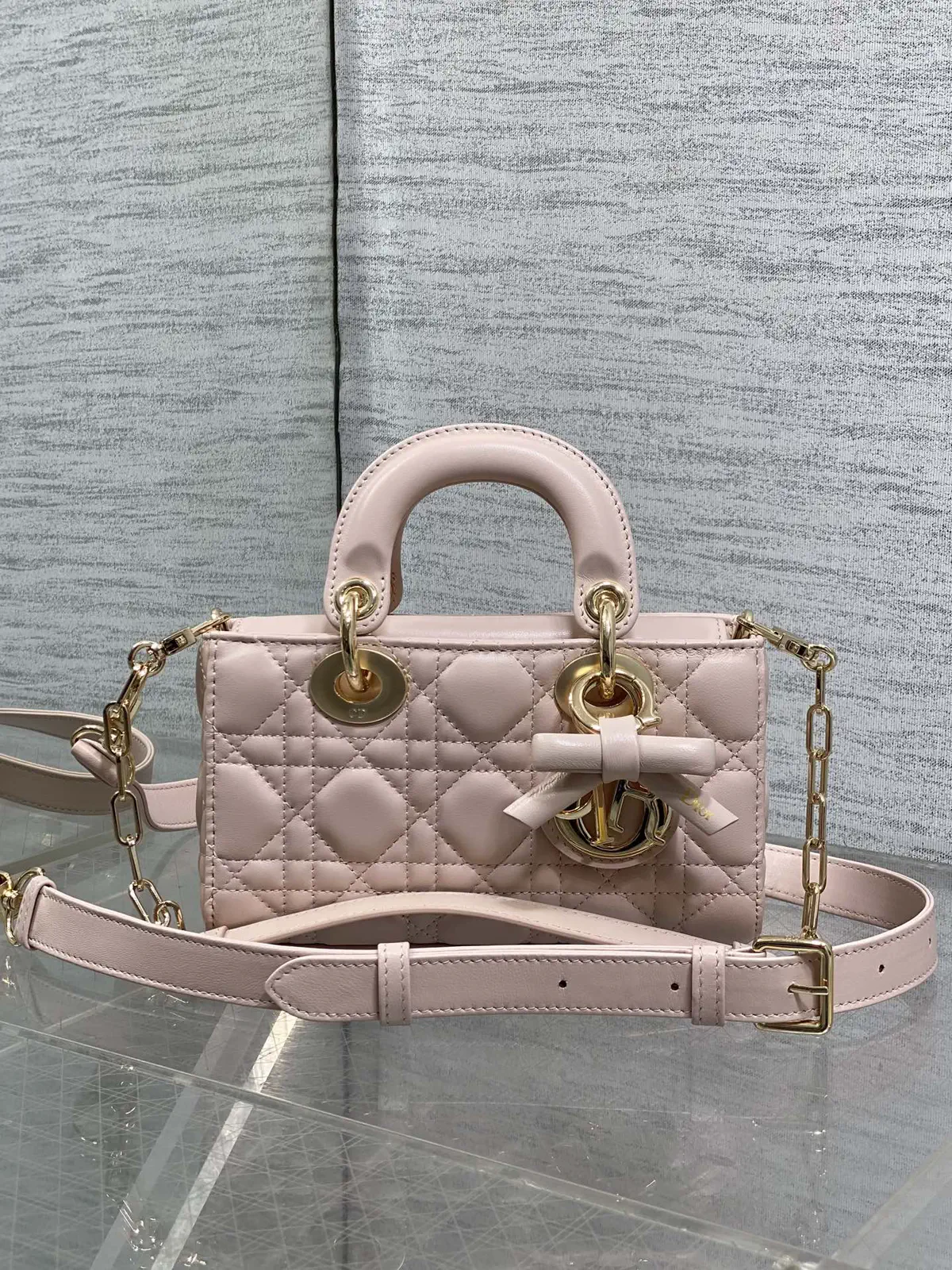 Dior Quilted Mini Top Handle Bag with Bow Detail image 1