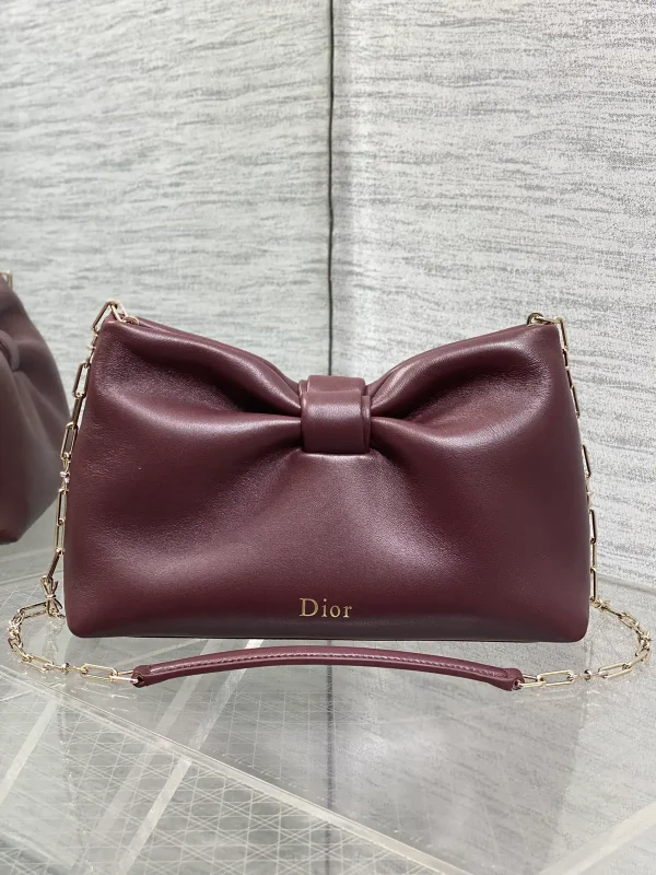 Dior Burgundy Bow Detail Chain Bag image 1