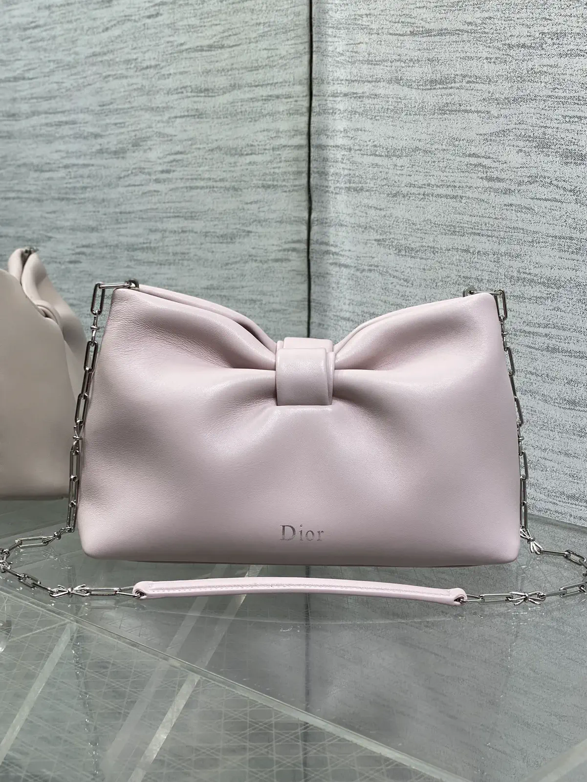 Dior Light Pink Bow Detail Chain Bag image 1