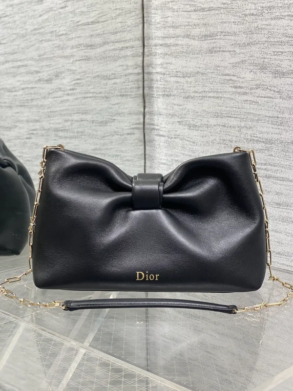 Dior Black Bow Detail Lambskin Chain Bag image 1