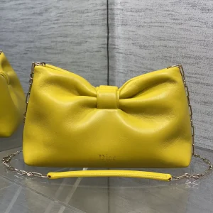 Dior Yellow Bow Detail Lambskin Chain Bag image 1