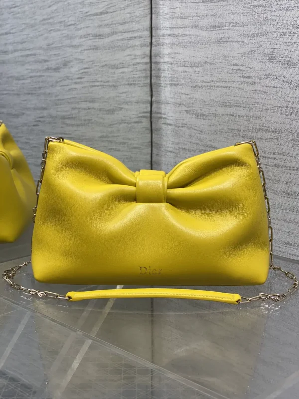 Dior Yellow Bow Detail Lambskin Chain Bag image 1