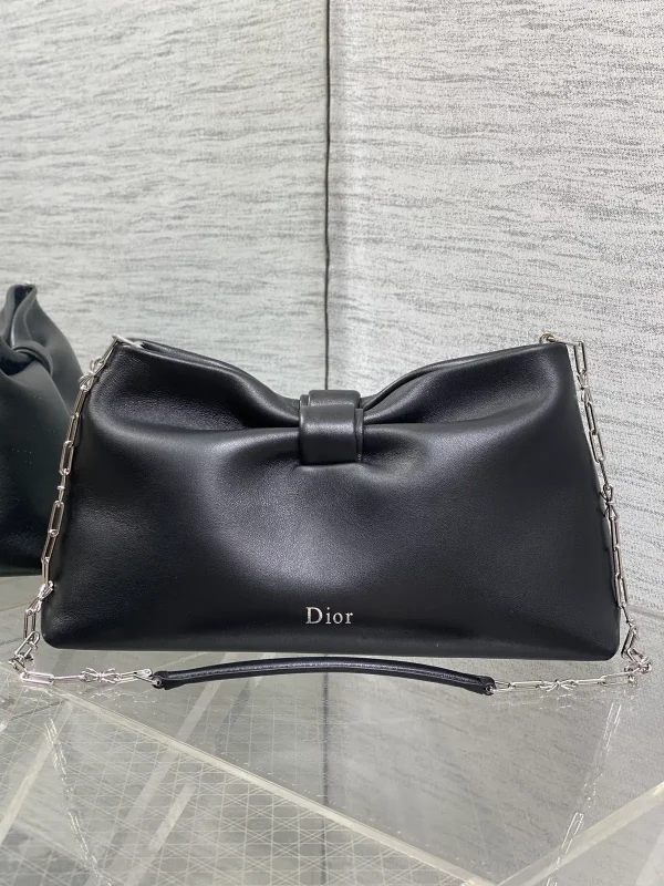 Dior Black Bow Detail Lambskin Chain Bag image 1