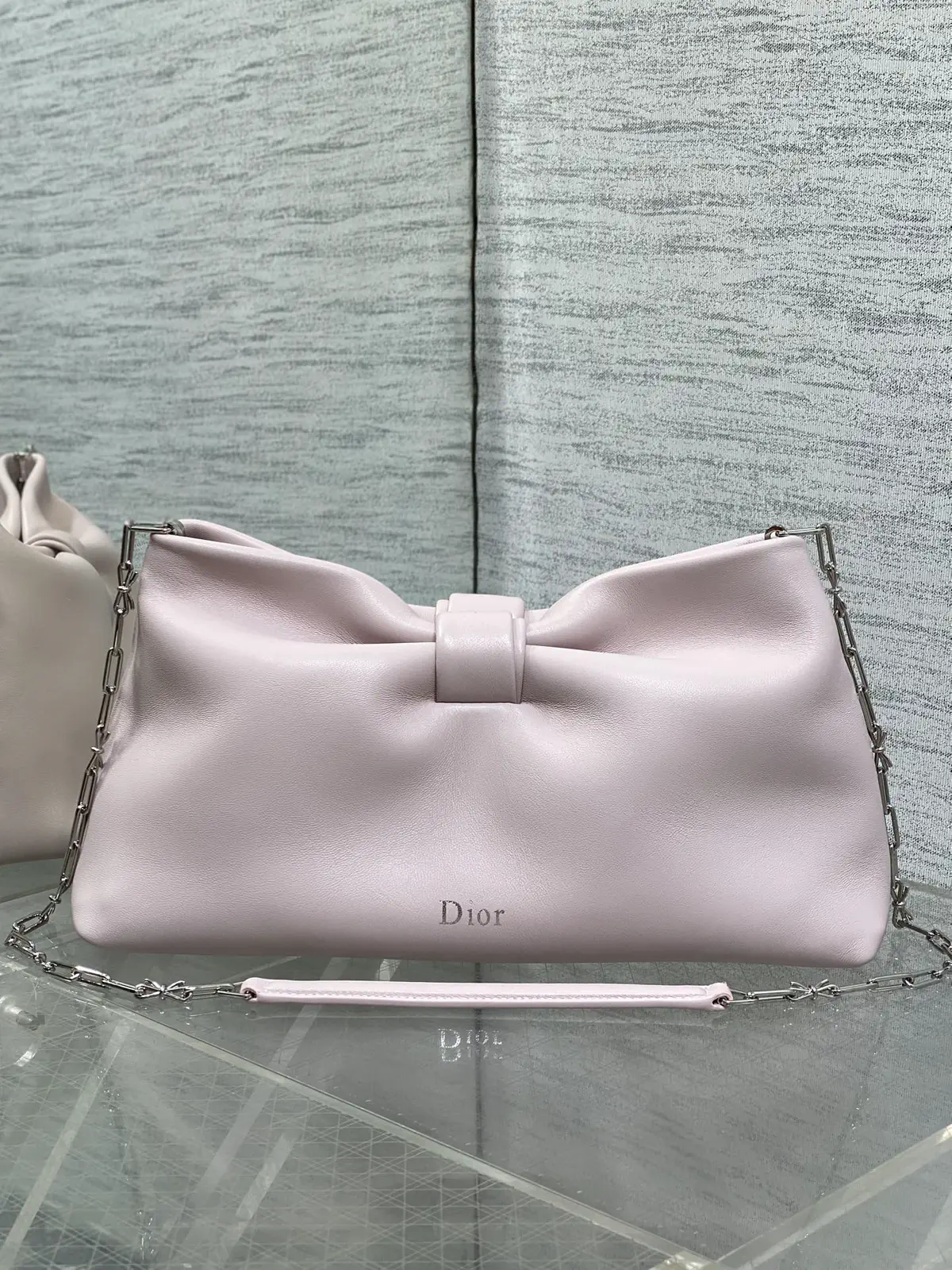 Dior Light Pink Bow Detail Lambskin Crossbody Bag image 1