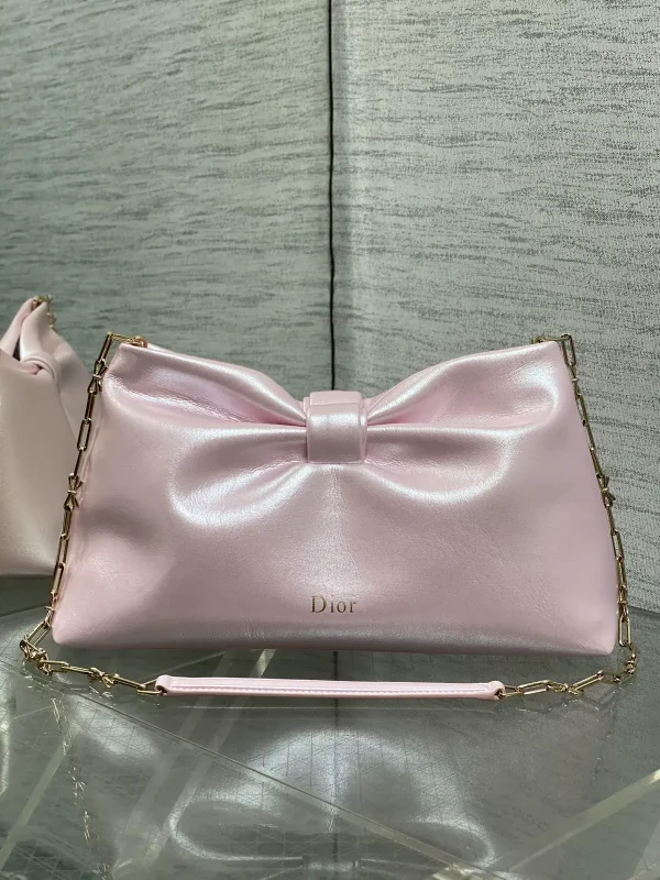 Dior Pink Bow Detail Lambskin Chain Bag image 1